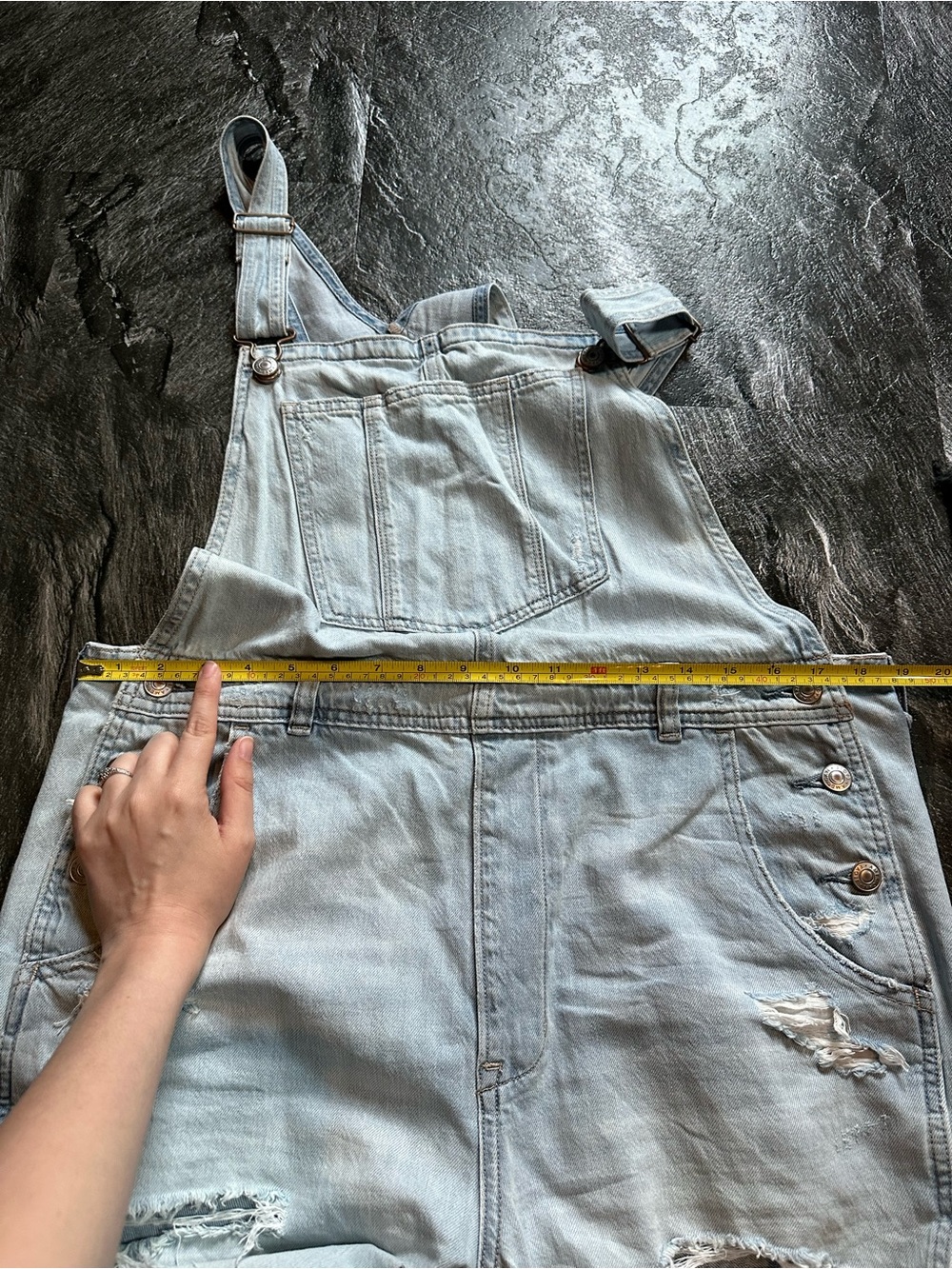 American Eagle Outfitters Light Wash Distressed Denim Overalls - Picture 9 of 13